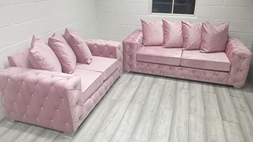 Luxuriöses modernes Chesterfield-Sofa-Set für Wohnzimmer, Ashley, 3 + 2-Sitzer, Ecksofas, elegante gepolsterte Couch mit Streurückseite, stilvolles Möbelstück für Heimdekoration