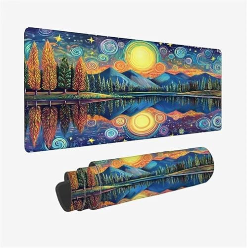 Tapis de Souris Ciel étoilé, Paysage Tapis de Souris Gaming XXL 1600x800X0.3MM, Étanche Mouse Pad à Bords Cousus, Grand Mousepad 3 mm Base en Caoutchouc Antidérapante, Deco Bureau Desk, Model-9730