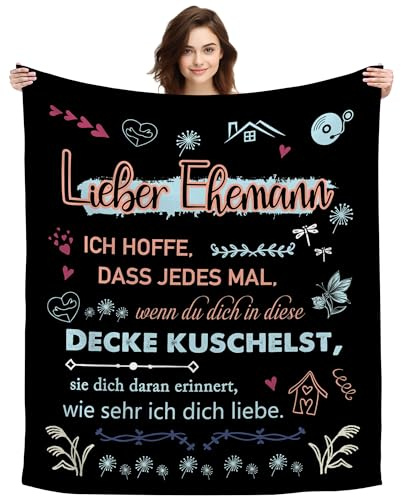 Original Geschenk Lieber Ehemann Ich Hoffe Dass Jedes Mal Wenn Du Dich In Diese Decke Kuschelst Sie Dich Daran Erinnert Wie Sehr Ich Dich Liebe Kuscheldecke Dekoratives für Mann (Lieber Ehemann-B)