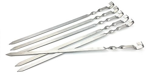 YKMYXZ， Brochettes à Kebab, brochettes Plates for Barbecue 45 cm 17,8 po en Acier Inoxydable for Viande et Barbecue(12 Pcs)