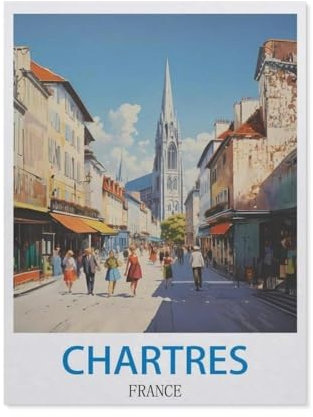 Chartres, Frankreich，Papier Landscape Puzzle, Jigsaw Puzzles 1000 Pieces, for Adult Kids Decompression Puzzle Nice Gifts（38x26cm）-Q6