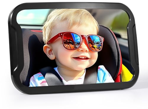 Oderra Espejo Coche Bebé Asiento Trasero, Irrompible y Ajustable 360° Espejo Bebe Coche - Espejo Seguro - Accesorio Esencial para Recién Nacidos