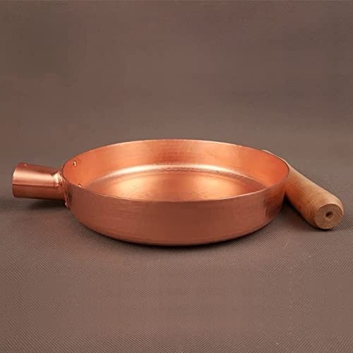 ASerZenith Handmade Copper Skillet Frying Pan - Nonstick Anti-Scalding Pot with Thickened Base - Cooking Pan for Efficient Cooking and Easy Cleanup (24cm)