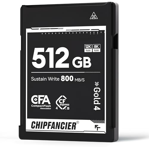CHIPFANCIER 512GB CFexpress 4.0 Type B Memory Card, 3550MB/s Read 1550MB/s Write, VPG400 Certified for 8K RAW, Compatible with Nikon Z9/Z8/Z7 II, Canon EOS R3/R5/R5 C, Panasonic S1/S1R