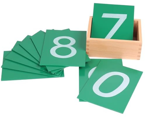 LLTCMYGS Montessori Sandpaper Math Material Wooden Card Box, Early Childhood Learning Teaching AIDS