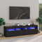 Nizer Ensemble de meubles TV modernes avec lumières LED - 75 x 35 x 40 cm - Meuble HiFi élégant pour salon, console TV, rangement de jeux, appareil de diffusion en continu - Noir