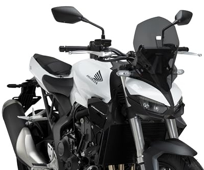 Puig 22382F New Generation Touring; naked aerodynamic windscreen; made of high-impact PMMA; rounded edge and TÜV approval; better wind protection, Dark Smoke