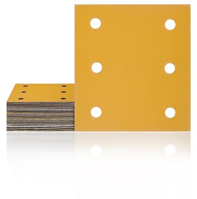 115x107mm Papier a Poncer, 25 Pièces Feuilles Abrasives 120 Grains Abrasives Papier pour Ponceuse Vibrante Polir et Enlever La Rouille