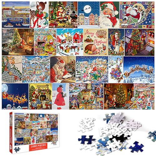 MIFKLMV Christmas Jigsaw Puzzle 1000 Pieces for Adults and Kids Age 12 Years Up, Puzzles Gifts for Adults and Kids, Home Decoration