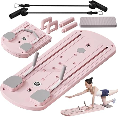 Pilates Board Upgraded Pilates Reformer Machine, Pilates Board Pilates Reformer Set Ab Roller Trainingsgerät Full Body Workout Equipment for Homegym (B)