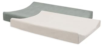 Jollein Wickelauflagenbezug Frottee – Sea Green/Ivory – 2er Pack – 50x70cm – 85% Baumwolle, 15% Polyester – OEKO-TEX Zertifiziert – Bezug Wickelauflage