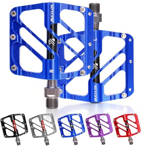 AEYINO Aluminium MTB Plattform Pedale - 9/16 CNC | CNC Aluminium, Anti-Rutsch Pins, gedichtete Lager, Sicherheits-Reflektoren, 9/16 Universalachse für MTB, E-Bike & Rennrad