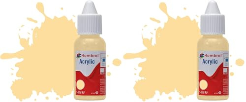 Humbrol Acrylic Paint No 148 Radome Tan Matt dropper bottle,14ml (Pack of 2)