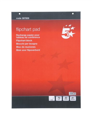 5 Star 397859 Meeting Flipchart Pad Perforated 20 Sheets A1 Plain [Pack of 5]