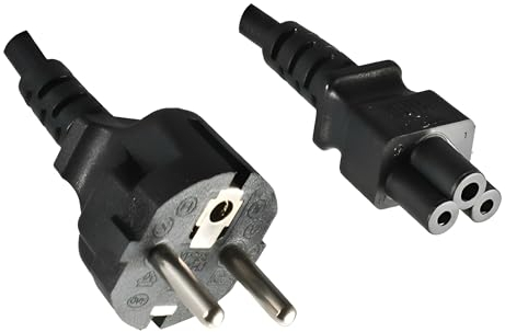 DINIC Netzkabel Stromkabel CEE 7/7 - Schutzkontaktstecker auf C5 (3,00m, schwarz)