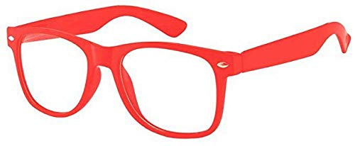 Boolavard Nerd Sunglasses in the Style of Retro Vintage Unisex Glasses - 45 models to choose from (Red Clear)