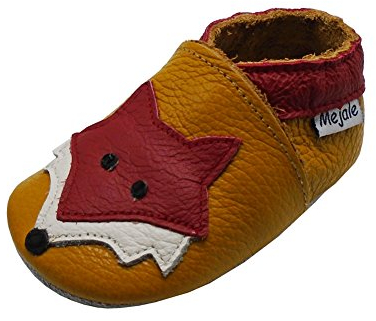 Mejale Weiche Sohle Leder Babyschuhe Lauflernschuhe Krabbelschuhe Kleinkind Kinderschuhe Hausschuhe Karikatur Fuchs(6-12 Monate, braun,M)