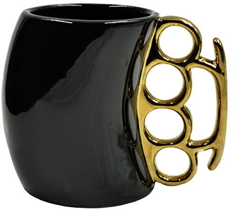 Caliber Gourmet Brass Knuckles Handle Coffee Mug And Gold Black