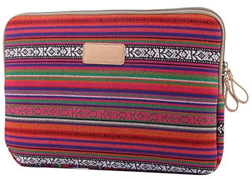 Laptop Sleeve 360° Protective Bohemian&Ethnic Case Cover with Two Lateral Pockets Zipper 15.6 Inch Sleeve Bag for MacBook/Laptops/Notebooks/Ultrabooks/Netbooks,Dark Red