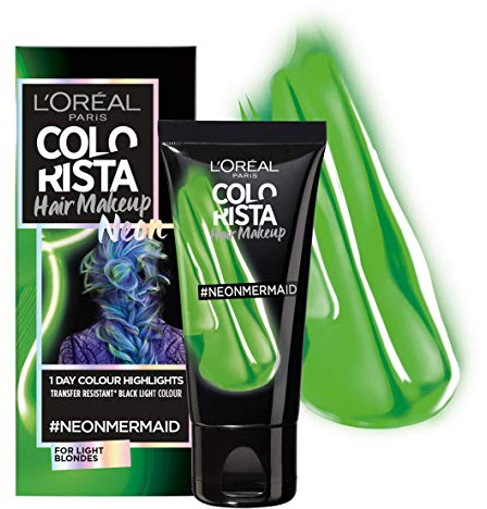 Colorista Haar Make-Up Entfernbar Blond Haarfarbe - Meerjungfrau Grün Neon, 30 Milliliters