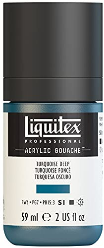 Liquitex 2059561 Professional Acryl Gouache - Dunkeltürkis , 59ml Flasche, matt - Acrylfarbe mit Gouache Eigenschaften, Hochdeckend, Wasserfest & Lichtecht