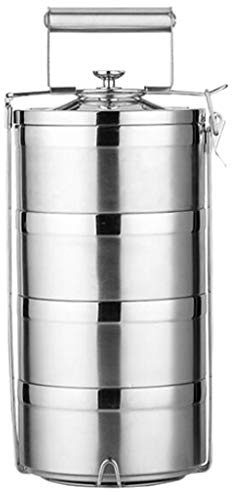 Fityle Thermal, Vacuum Insulated Food Carrier Bento Box Insulating Stainless Steel Containers for Travel Hiking Camping - 4 Tier