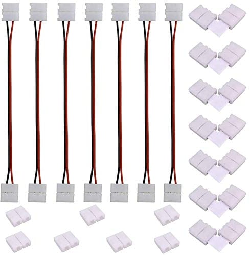 LED Eckverbinder 2 Polig 10mm Breite SMD 5050 5630 LED Streifen Verbinder Kabel LED Schnellverbinder 2 Pin LED Strip Verbindungssatz LED Stripe Anschluss LED Band Verbindungskabel, 17cm Lang