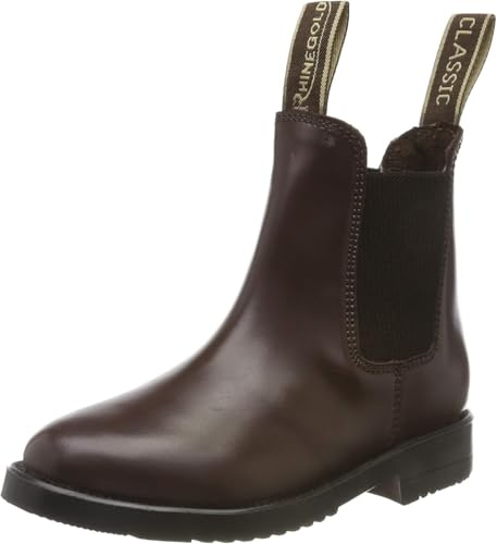 Rhinegold Childs Young Rider COMFEY CLASSIC LEATHER JODHPUR BOOTS - Traditional Horse Riding Boots - No Zip, Easy On/Off, Elastic Sides, Girls and Boys Equestrian Ankle Boots (Brown, Size 11 Child)