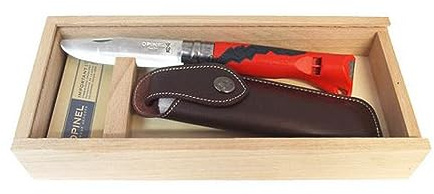 OPINEL Kindermesser Outdoor Junior mit Wunschgravur auf der Klinge (Rot, in Geschenkbox)