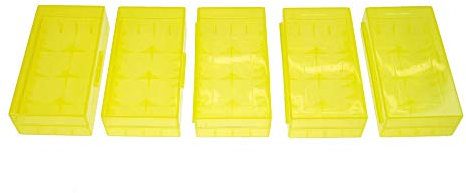 Armerah 18650/16340/CR123A eCig Battery Protective Case Opaque Plastic 5 Pack Yellow