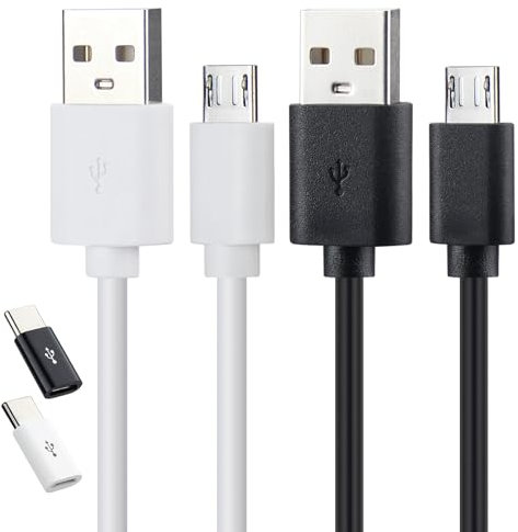 Replacement Cable for Alexa Input, Micro USB Cord 6 feet Long Support Fast Charge and Data Transfer (2 Pieces)