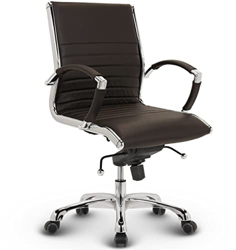 VERSEE Premium Echt-Leder Bürostuhl Montreal in Braun - Ergonomischer Designstuhl für Büro und Home-Office - Belastbar bis 150kg
