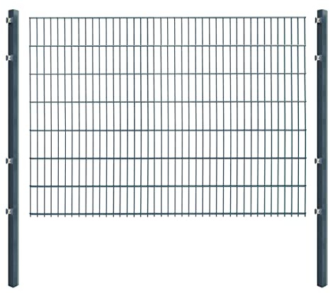Doppelstabmattenzaun - Komplettset inkl. Pfosten (60x40mm) und Montagematerial - Verschiedene Längen und Höhen – Grün oder Anthrazit (L 4 m - H 143 cm, anthrazit)