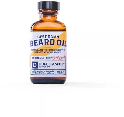 Duke Cannon Beast Damn Beard Oil 3X Size - Redwood Scent, Premium Natural Blend with Apricot Kernel, Argan, and Jojoba Oils, 3 fl. oz