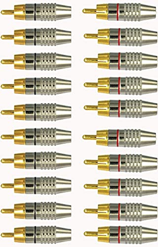 RUNCCI-YUN 20pezzi Connector Audio Video,connettore Audio Video senza saldatura,Connettore Audio Video Maschio (10 Black + 10 Red)
