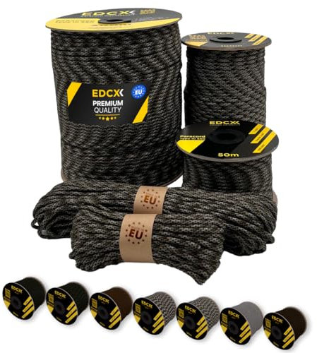 EdcX Paracord 4 mm, 20+ Militärfarben (15 m, 30 m, 50 m, 100 m, 300 m) | Ideal zum Basteln, Camping, Outdoor | 100% Nylonseil 4 mm | Taktische Kordel 550 Typ III (Infiltrat, 30 m)
