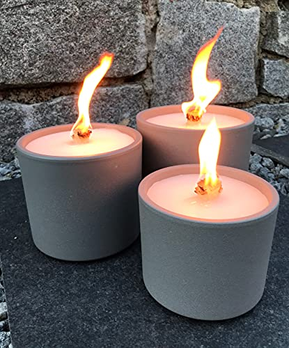 WeberHomemade® | Wachsfresser | Kerzenfresser | Schmelzlicht mit Dauerdocht & handgefertigten Dochthalter | grau hellgrau / 3 Größen wählbar | nachhaltige & wiederbefüllbare Outdoor Kerze
