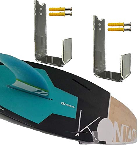 Pmsanzay Support de rangement mural pour snowboard, support mural invisible, pour planche de surf, snowboard, en acrylique transparent, compatible avec la plupart des snowboards (écart de 6,3 cm)