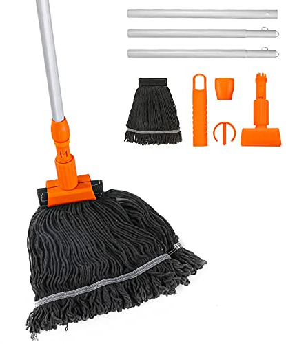 BABAN Wischmopp mit saugstarken Fasern, Wischer mit flexiblen Viskose-Mopkopf-Streifen,Bodenwischer mit Mikrofaser für nebelfeuchte Reinigung auf Fliesen und Laminat