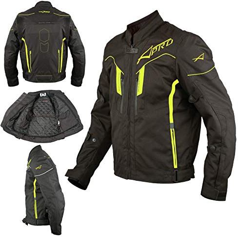A-Pro Textil Motorrad Jacke Wasserdicht CE Protektoren Hohe Sichtbarkeit Fluo XL