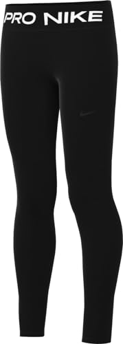 Nike Mädchen Nike Pro Tights, Schwarz-weiss, S (128-137 cm) EU