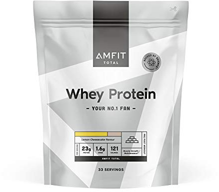 Amazon Brand - Amfit Nutrition Whey Protein Powder, Lemon Cheesecake Flavour, 33 Servings, 1 kg (Pack of 1)