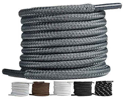 LaceHype 2 Paar - Premium Runde Schnürsenkel [ Ø4,5 mm ] Polyester für Arbeitsschuhe, Stiefel, Outdoorschuhe und Sportschuhe reißfeste Schuhbänder (Dunkelgrau, 120cm)