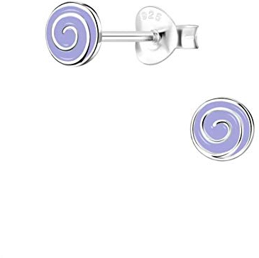 Laimons Pendientes para mujer en espiral, 6 mm, plata de ley 925, color lila, Plata, Circonia cúbica