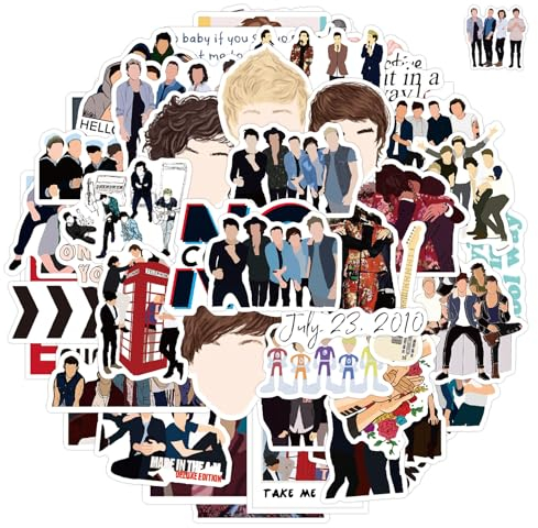 One Direction Aufkleber 50 Stück, Laptop Aufkleber Bombe Vinyl Aufkleber Pack für Auto Gepäck Skateboard Motorrad Aufkleber für Jugendliche Erwachsene