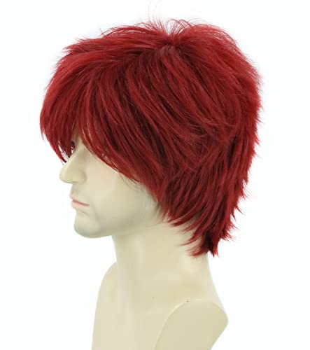 Topcosplay Women or Men Wig Red wine Short Layered Fluffy Cosplay Halloween Wigs