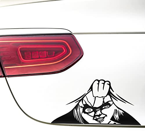 Peeking Chucky Scary Auto-Aufkleber, Nouiroy 2 Stück lustiger Horror-Peeking-Aufkleber für Autos, Peek-Augen, Vinyl-Aufkleber, wasserdicht, Chucky-Puppen-Aufkleber, Auto, Stoßstange