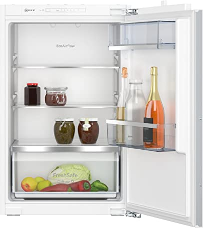 NEFF KI1212FE0, N 50, Einbaukühlschrank, 88 x 56 cm, 136 L Kühlen, Made in Germany, Leise, Sicherheitsglas, FreshSafe Schublade, Eco Air Flow für konstante Innentemperatur, Flachscharnier