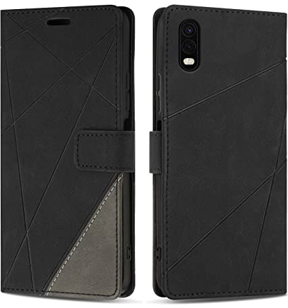SONWO Hülle für Galaxy Xcover Pro, Premium PU Leder Handyhülle Flip Case Wallet Lederhülle Silikon Schutzhülle Klapphülle für Galaxy Xcover Pro, Schwarz