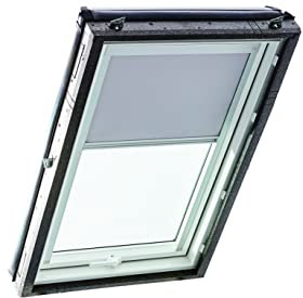 Original Roto Verdunkelungsrollo ZRV - Nahezu vollständige Verdunkelung - Führungsschiene Silber - Dachfenster Baureihe Designo R4/R7 und Classic 43/73 - Größe 054/078 | 05/07 - Stofffarbe Hellgrau